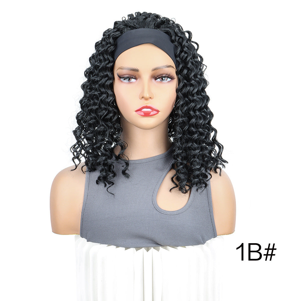 Women's Small Roll Headband African Afro Wig Short Curly Hair