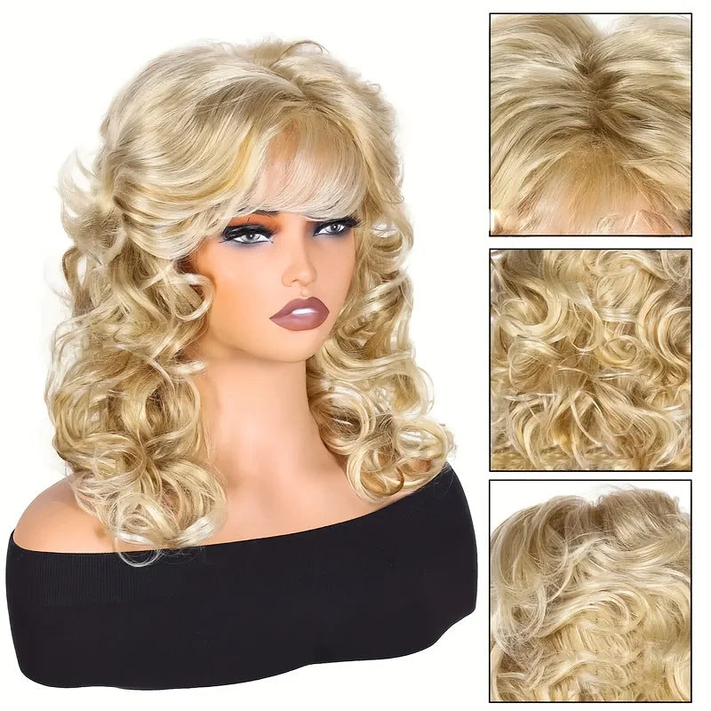 Golden Curly Hair Fluffy Large Volume Chemical Wig Long Curls