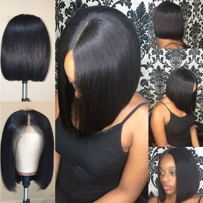 Black Red Pink Bangs Anime Nightclub Wig Short Straight Hair