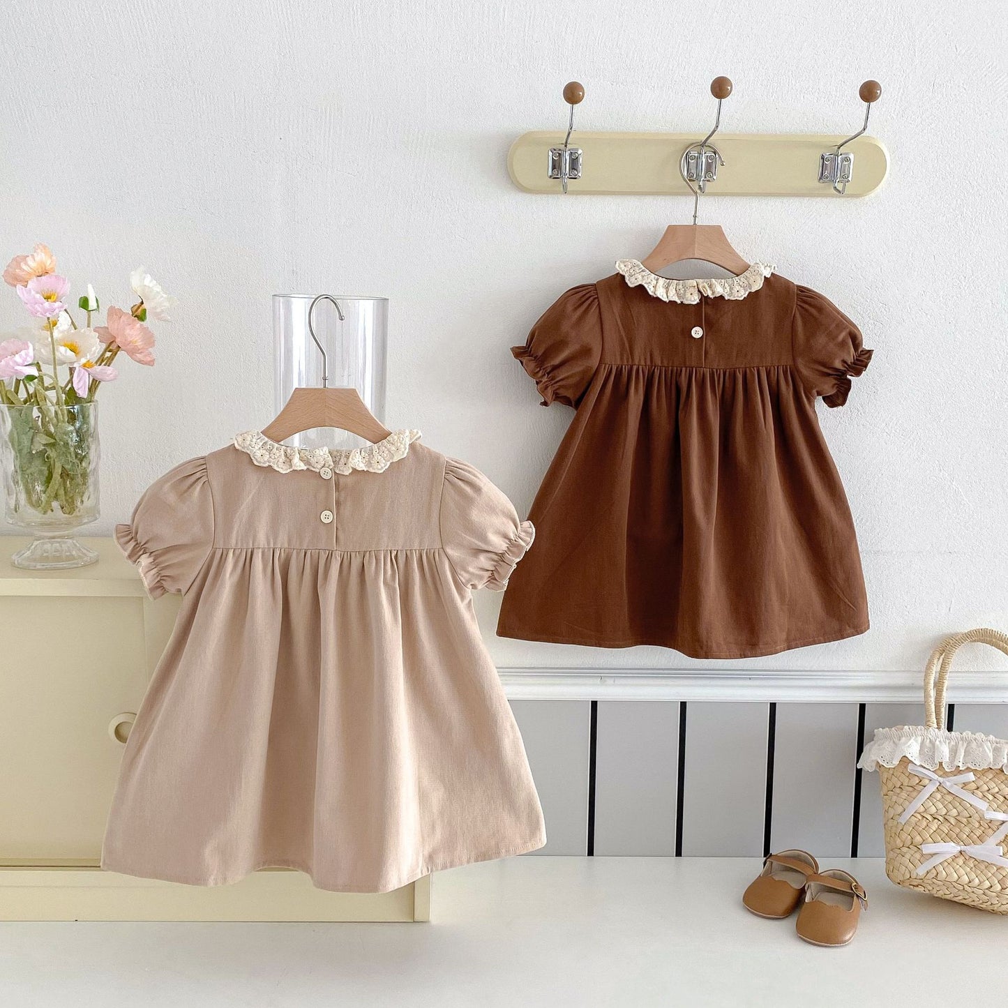 Children's Korean Style Lace Collar Embroidered Little Children's Dress