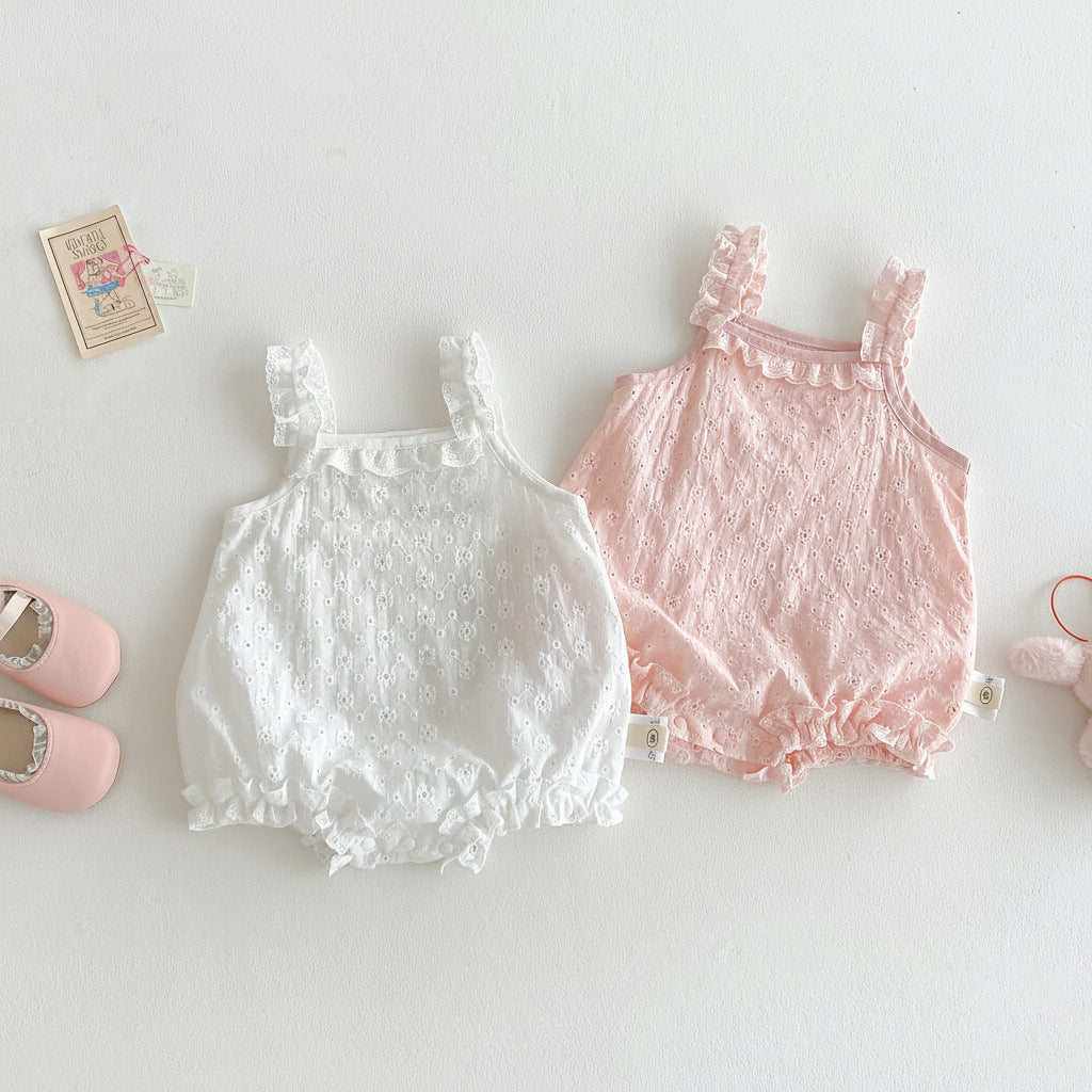 Korean Style Cute Western Lace Sling Romper Jumpsuit, Climbing Suit