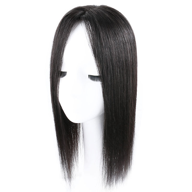 Women's Head Supplementing Piece Large Area Cover Gray Additional Volume Real Wig