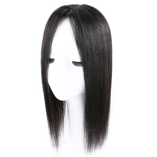 Women's Head Supplementing Piece Large Area Cover Gray Additional Volume Real Wig