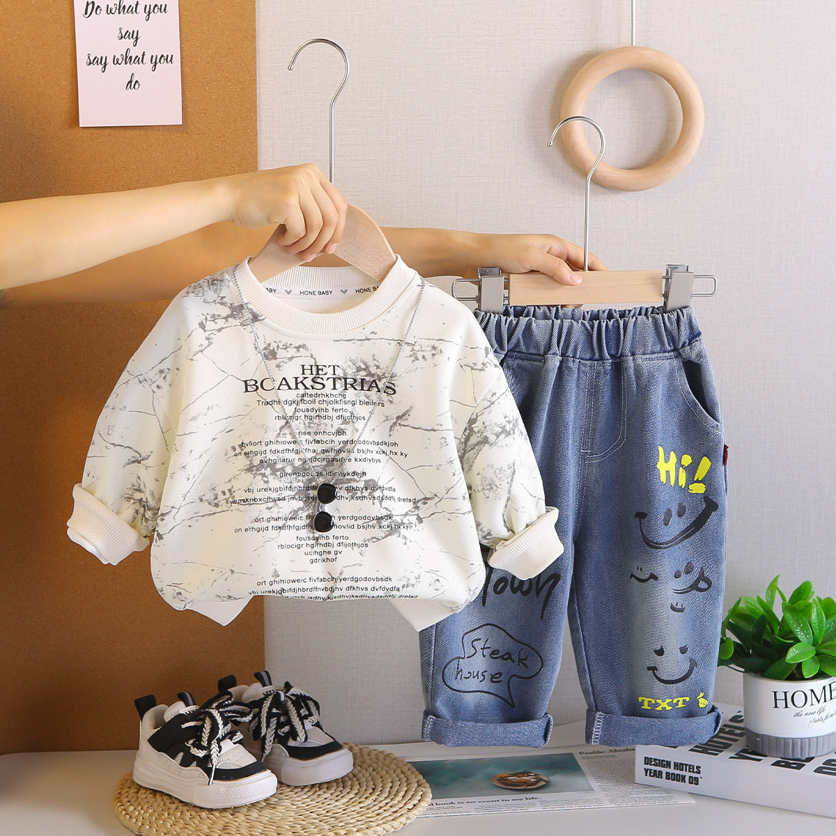 Children's Clothes Fashionable Embroidery Bag Coat Autumn Leisure Sports Children's Suit