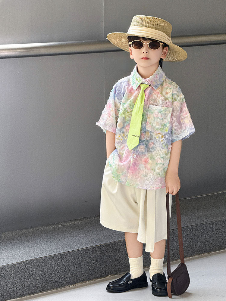 Summer Boys Suspender Suit Beach Kindergarten Performance Children's Shirt