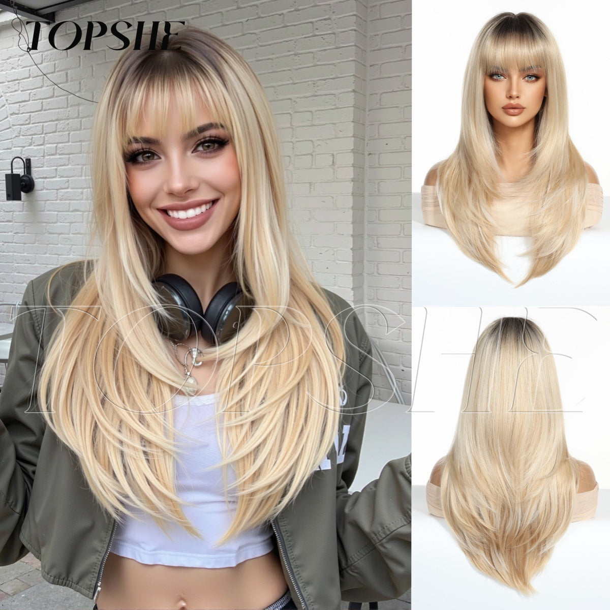 High Level Gradient Brown Hair Fashion Long Straight Wig