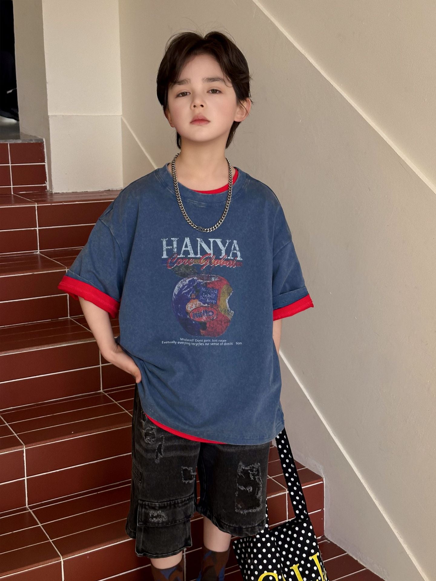 Children's Hanya Cotton Short Sleeve Summer Printed Casual Breathable Half Children's T-shirt