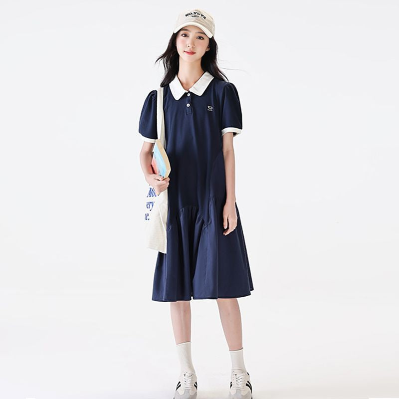 Children's Summer Trendy Preppy Style Princess Little Medium Children's Dress