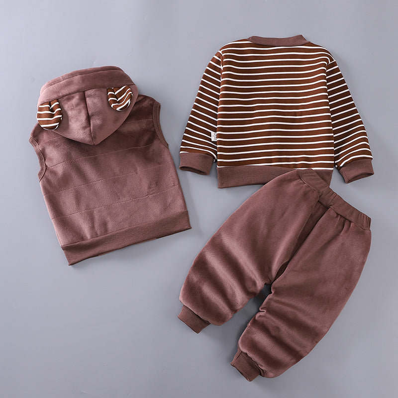 Men's Veet Boy Fleece Striped Puppy Sweater Children's Suit