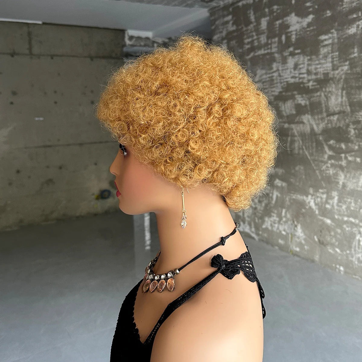Trendy Creative Human Afro Curly Short Real Hair Wig