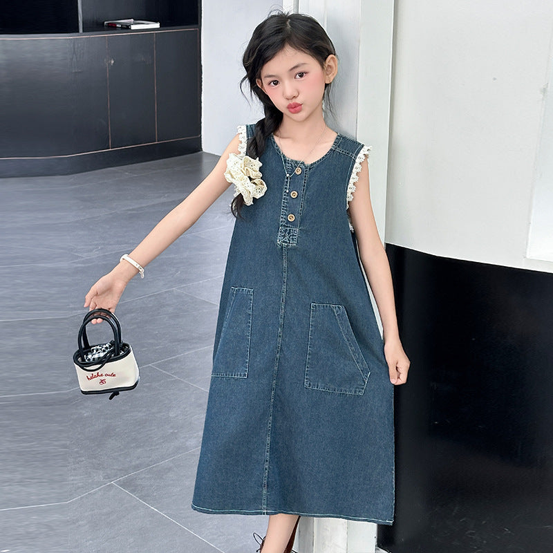 Children's Vest Middle Big Korean Style Sleeveless Children's Dress