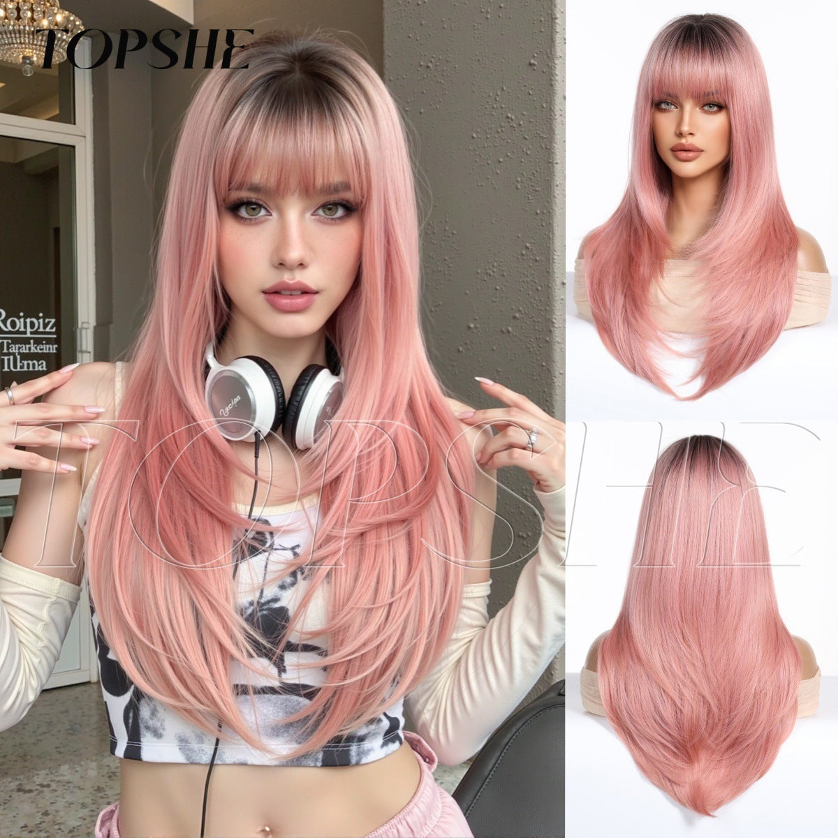 High Level Gradient Brown Hair Fashion Long Straight Wig