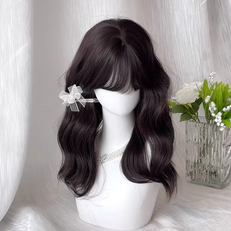 Women's Mid-length Small Short Hair Water Ripple Air Bangs Natural Wig Long Curls