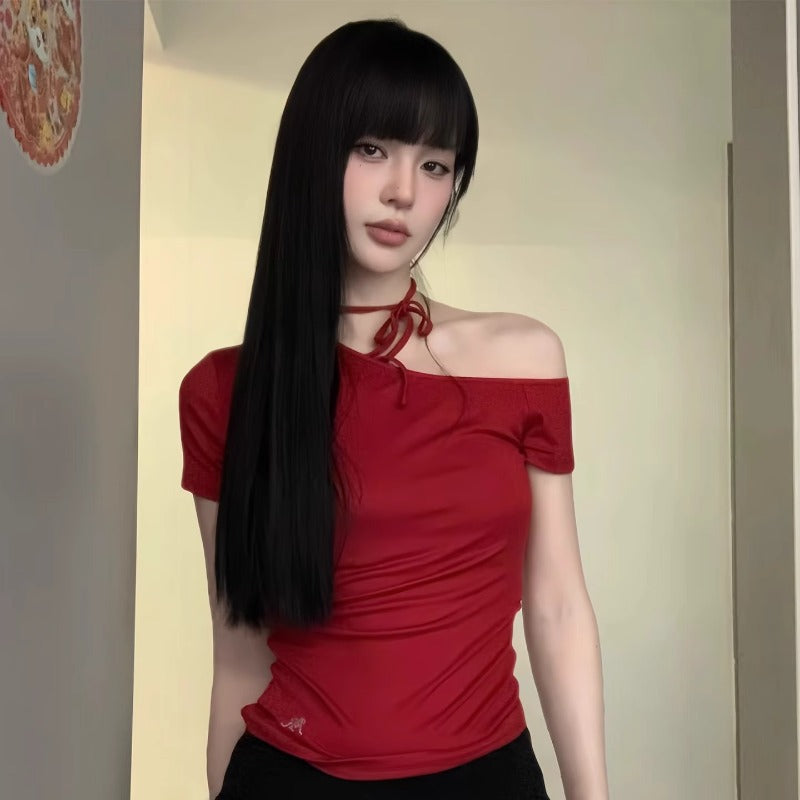 Black Female Bangs Fluffy Natural Daily Full Long Straight Wig