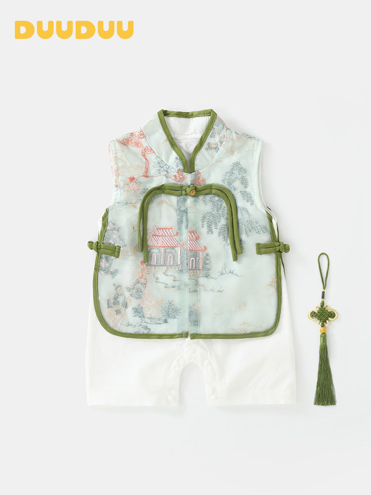 Spring Summer Thin One Month Old Clothes Chinese Jumpsuit, Climbing Suit