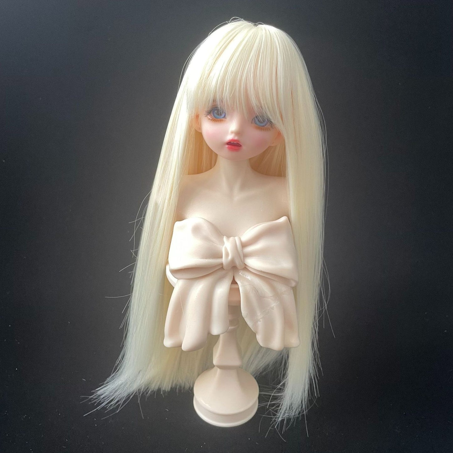 Soft Silk Optional Bangs Long Straight Hair Points Doll Head Cos Wig