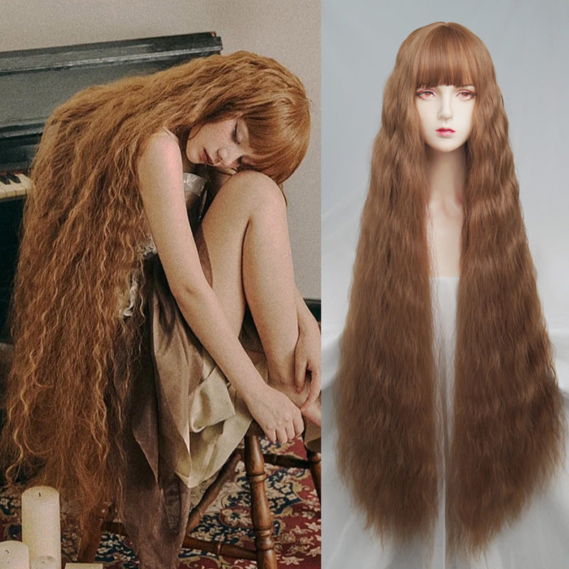 Wave Fashion Curly Hair Chemical Fiber Head Cover Wig Long Curls