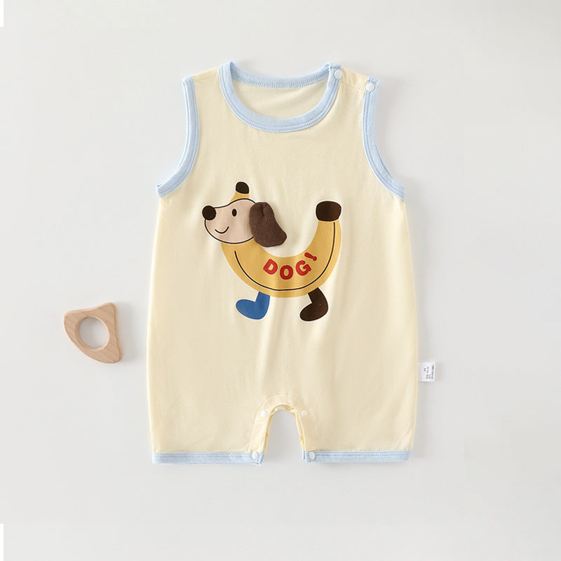 Summer Thin Sleeveless Vest Unisex Pajamas Jumpsuit, Climbing Suit