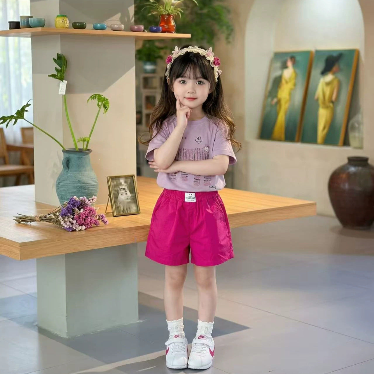 Children's Summer Short-sleeved Casual Western Style Female Cute Printed Thin Children's T-shirt