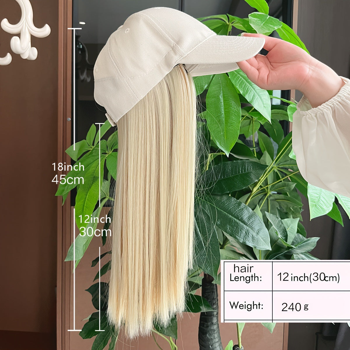 One Female Hair Fashion Peaked Cap Long Straight Wig