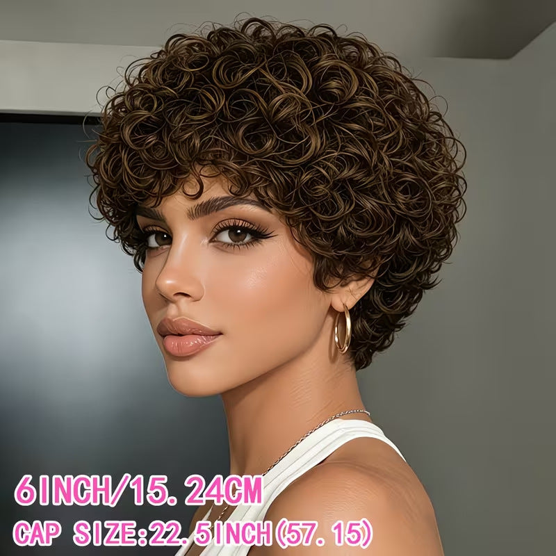 Volume Afro Female Fiber Fluffy Curls Wig Short Curly Hair