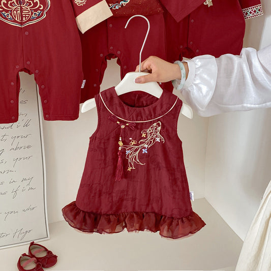 Summer Infants Sleeveless Chinese Goldfish Fashionable Children's Dress