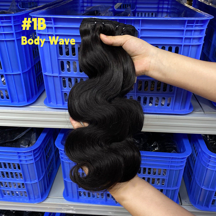 Glamorous Women's Human Weft Long Curly Real Hair Wig