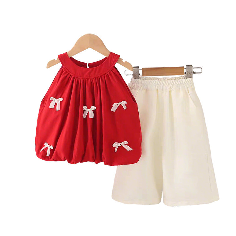 Summer Little Fashion Red Vest Korean Children's Suit