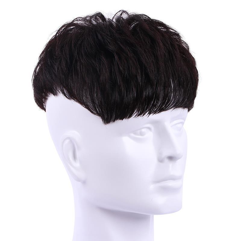 Men's Handsome Korean Style Steel Clip Hot Invisible Seamless Real Head Wig