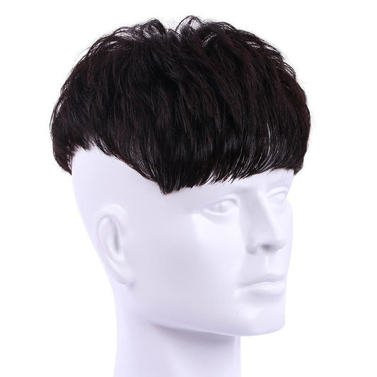 Men's Handsome Korean Style Steel Clip Hot Invisible Seamless Real Head Wig