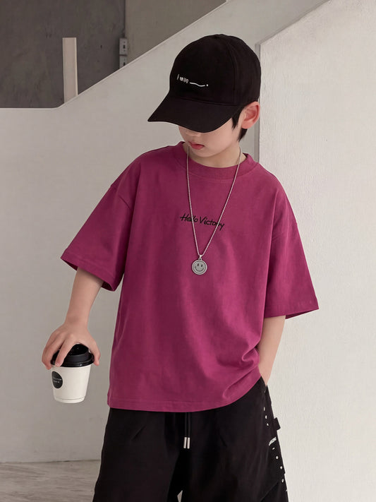 Children's Short-sleeved Summer Loose Top Boys Middle Big Half Sleeve Children's T-shirt