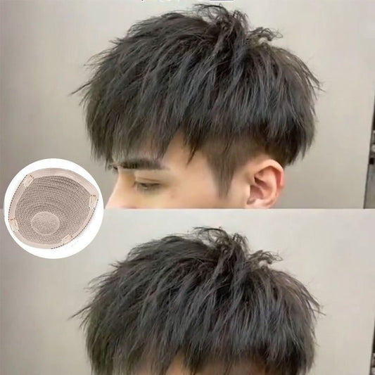 Men's Short Hair Steel Clip Perm Korean Style Handsome Morgan Texture Men's Wig