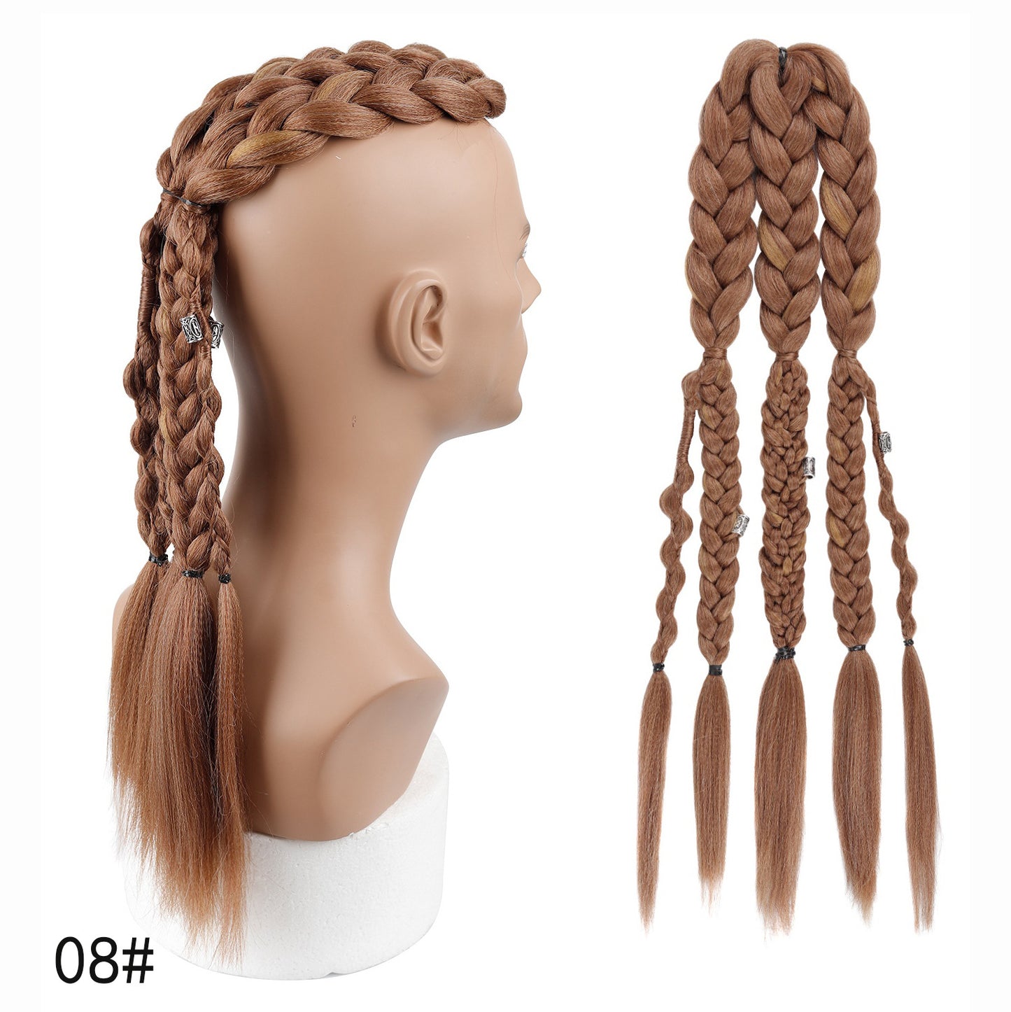 Men's Braid Inch Handmade Clip-on Viking Weave Horse Men's Wig