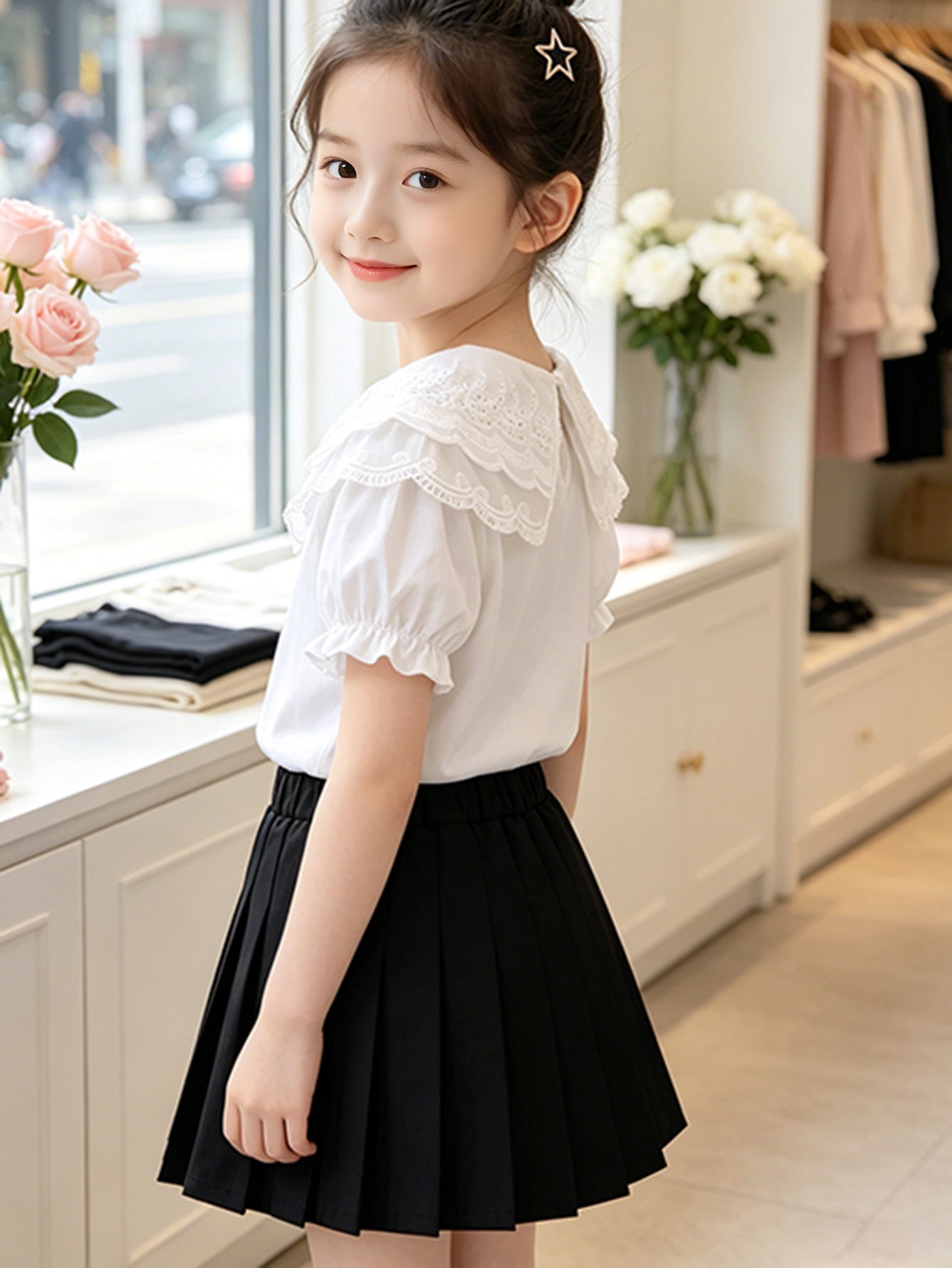 Children's Top Summer Thin Short-sleeved Casual Breathable Lapels Princess Children's T-shirt