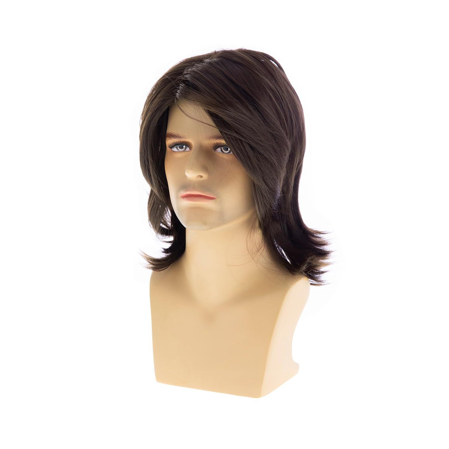 Men's Brown Mid-length Hair Layer Chemical Fiber Men's Wig