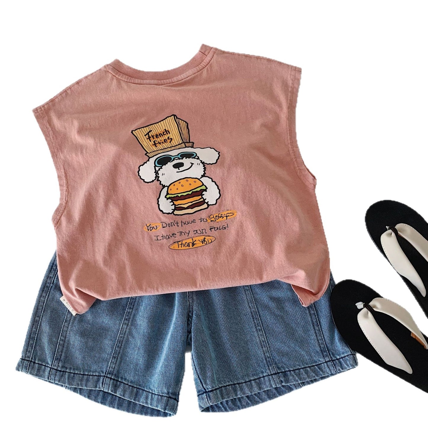 Children's Sleeveless Summer Korean Style Boys Cartoon Vest Children's T-shirt