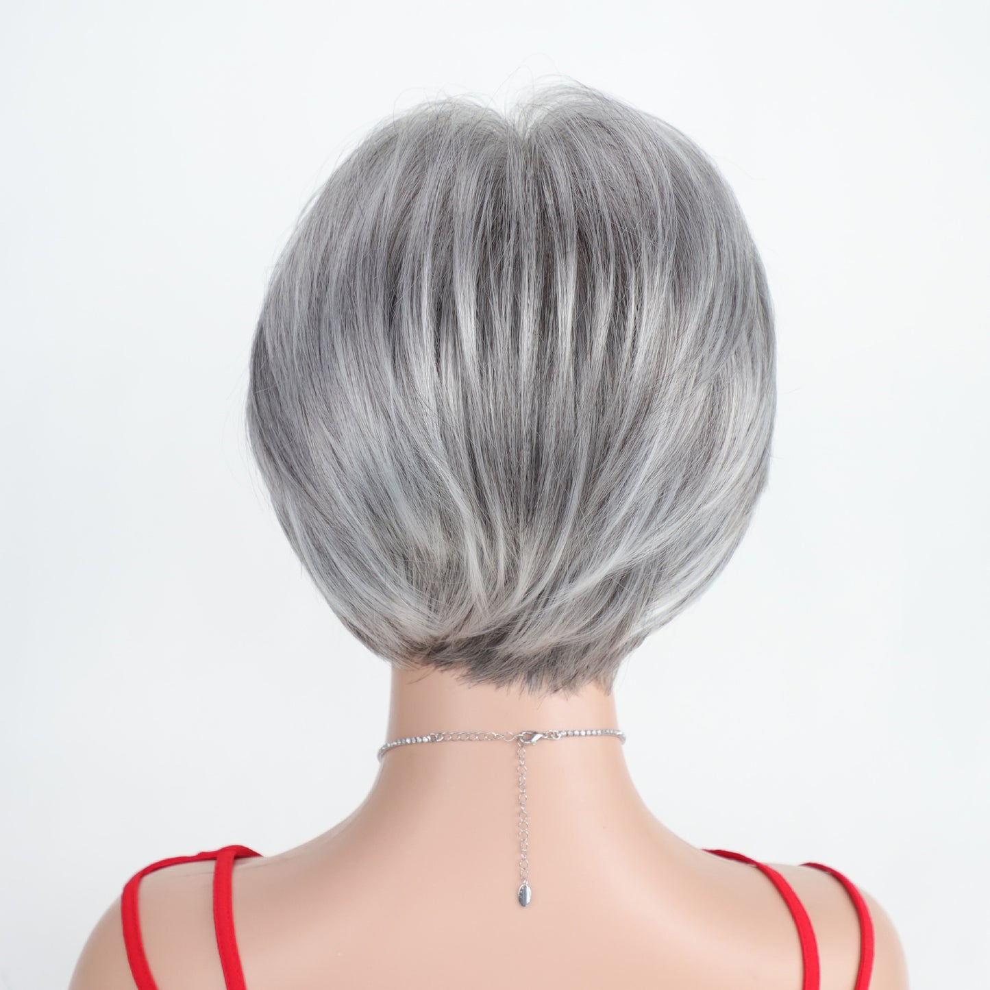 Gray Highlight Wave Synthetic Wigs One Wig Short Straight Hair