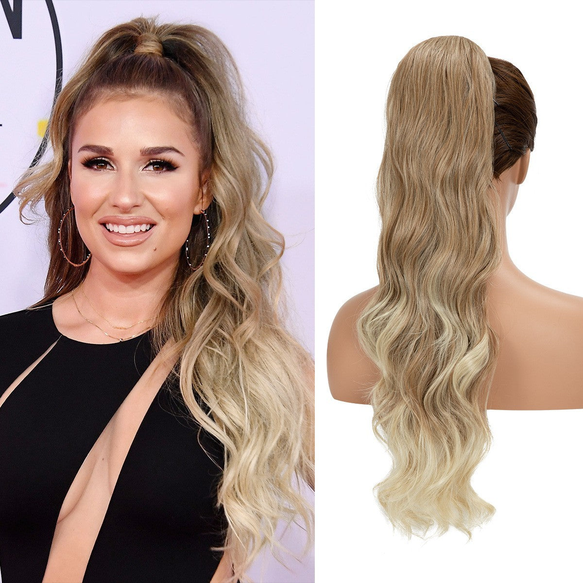 Women's Ripple Drawstring Chemical Fiber Long Curly Wig Ponytail