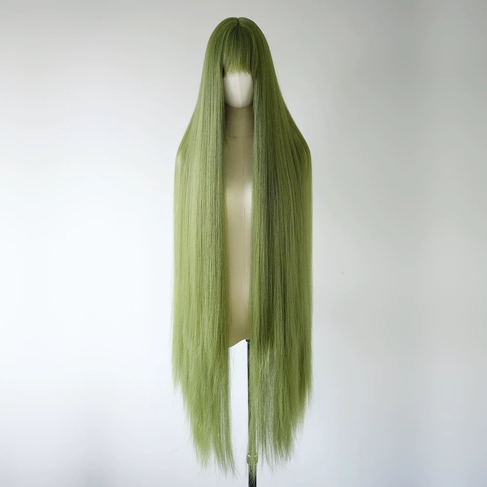 Ju Green Female Hair White Air Bangs Long Straight Wig