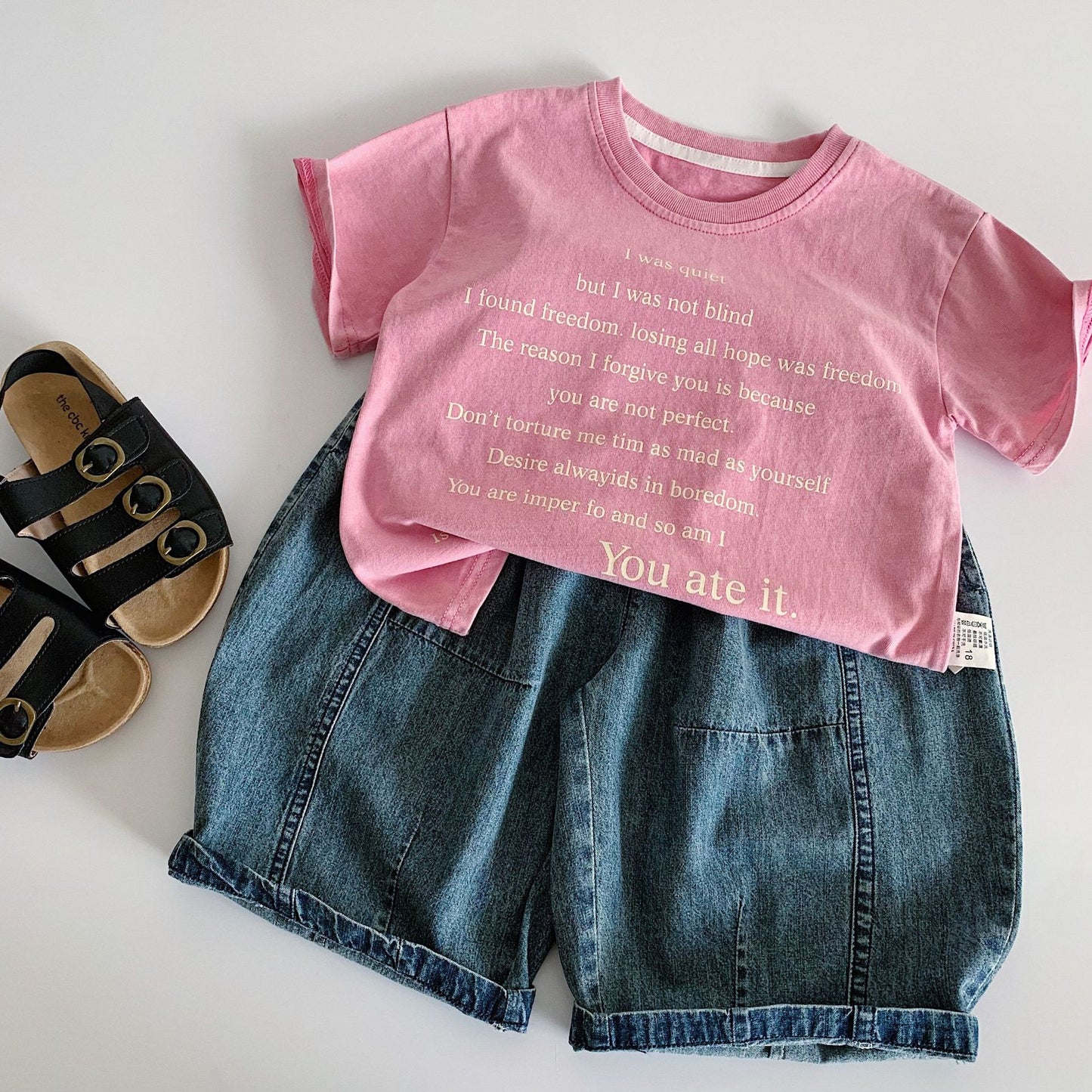 Children's Summer Korean Style Wide Leg Jeans Thin Cropped Children's Pants