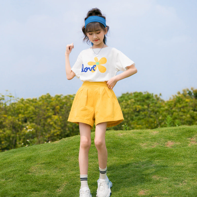 Children's Summer Suits Western Style Short-sleeved Shorts Medium Big Children's Suit