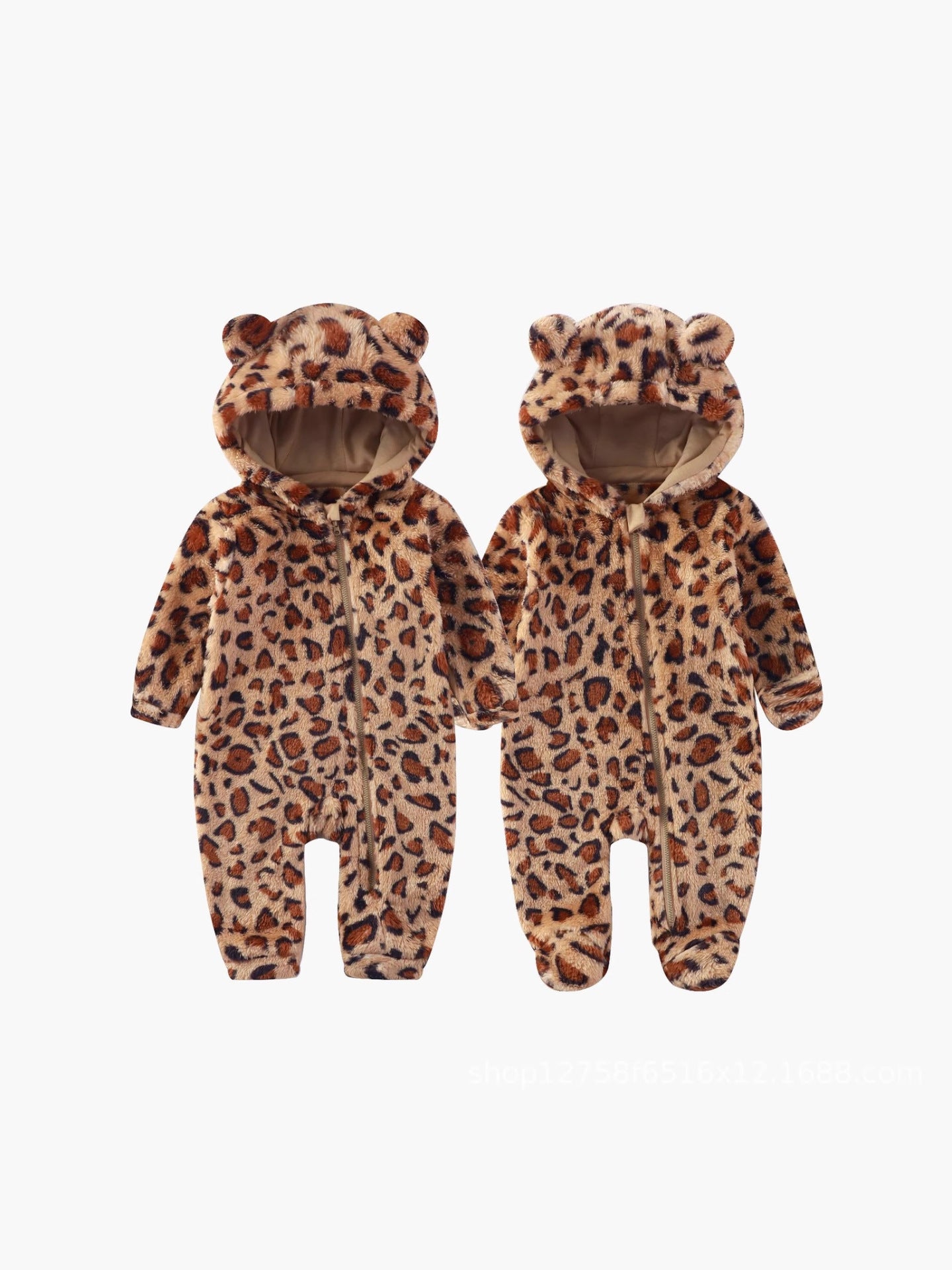 Women's & Men's Clothes One-piece Leopard Print Jumpsuit Super Cute Plush Romper Jumpsuit, Climbing Suit
