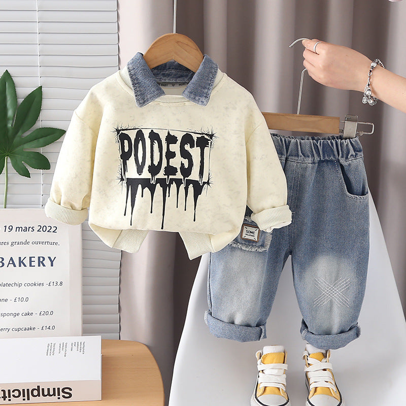Children's Fried Street Fashion Trendy Spring Western Style Two-piece Children's Suit