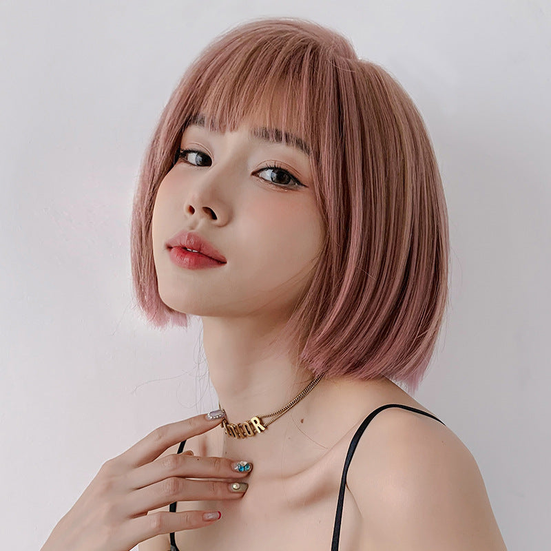 Women's Air Bangs Fluffy Pink Personality Ear Wig Short Straight Hair