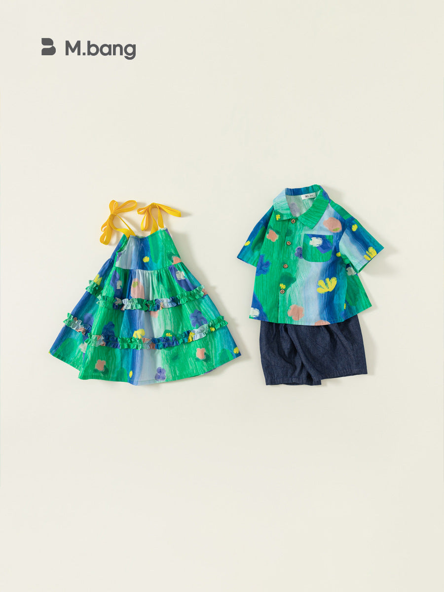 Children's Clothing Clothes Iti Printing Dress Princess Skirt Casual Children's Shirt