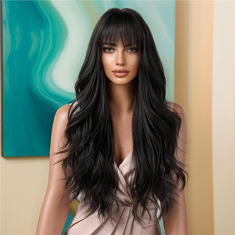 Bangs Rose Chemical Fiber Mechanism Big Wave Wig Long Curls
