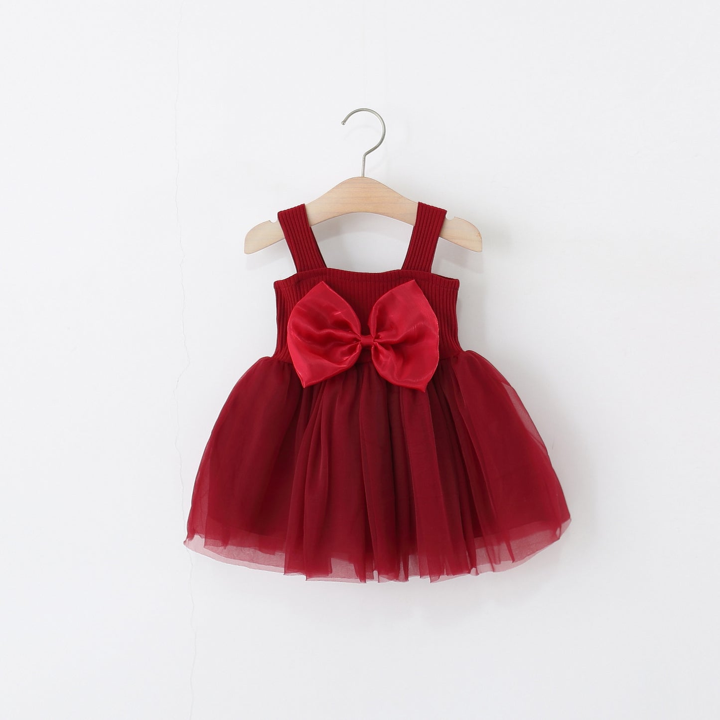 Children's Trendy Clothing Sleeveless One-piece Summer Bow Suspenders Mesh Princess Vest Children's Dress