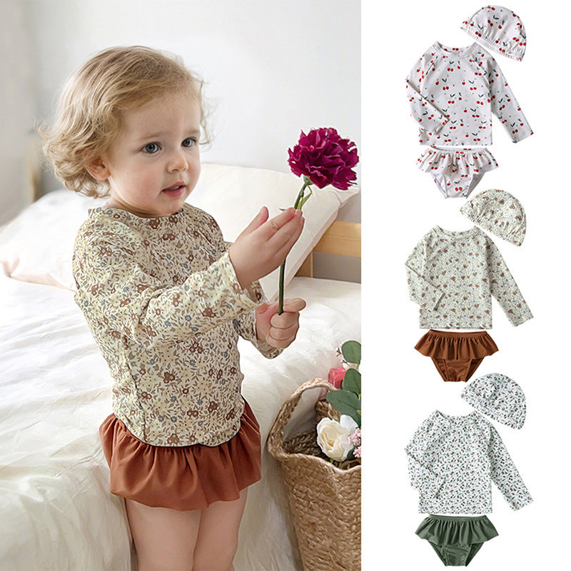 Children's Long-sleeved Sunscreen Split Swimsuit Fashion Swimwear Children's Suit