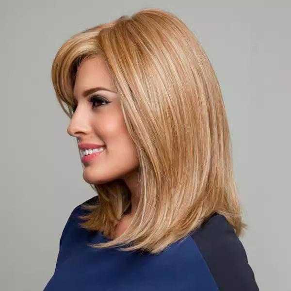 Women's Head Golden Chemical Fiber Sheath Wig Short Curly Hair