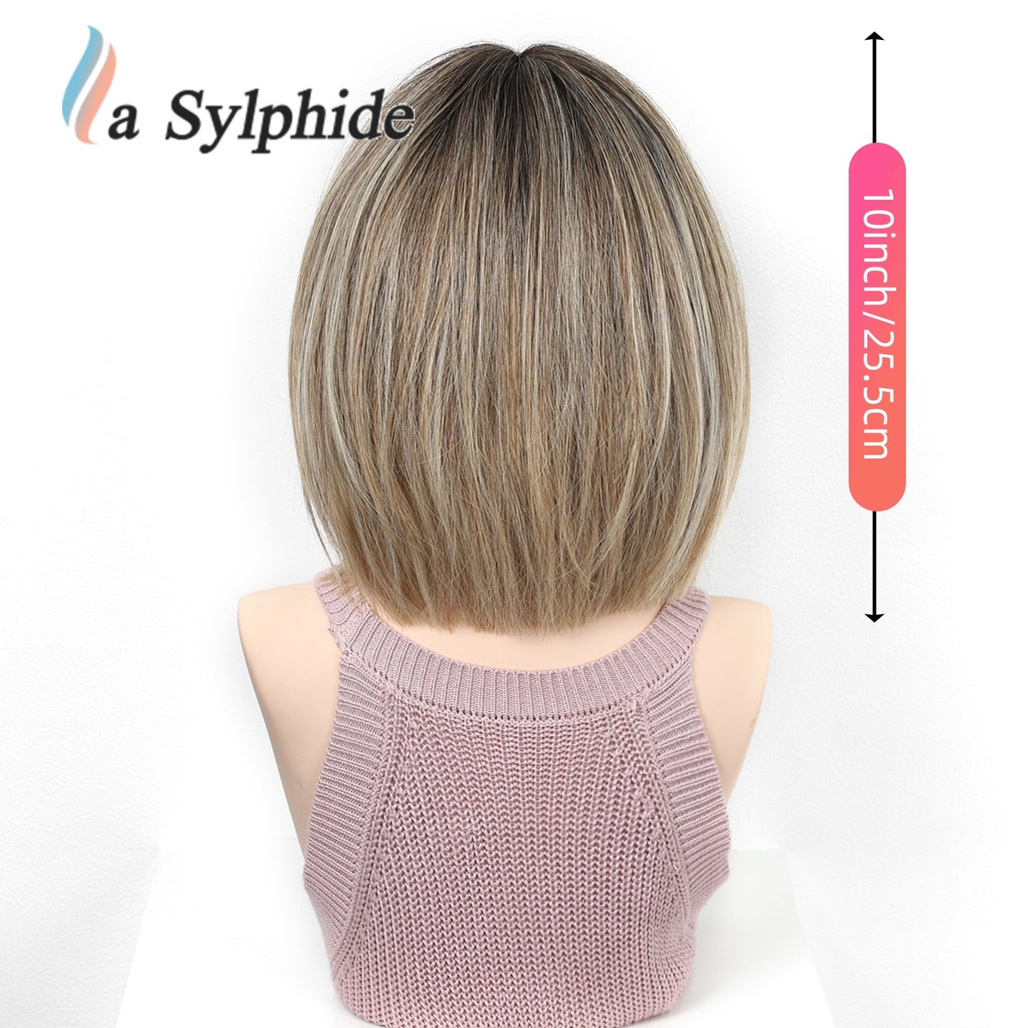 Female Brown Gradient Mid-point Fashion Overseas Wig Short Straight Hair